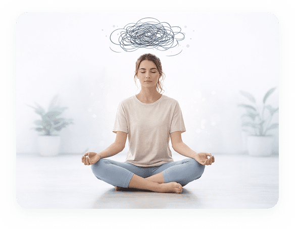 Soft illustration of a person sitting calmly representing mental wellness